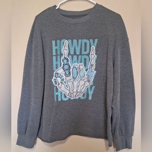 Gray Long Sleeve Tee with Graphic Print